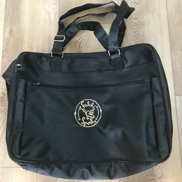 Carlos Falchi Sport black gold logo weekender shoulder tote gym bag Vintage rare - Picture 1 of 8